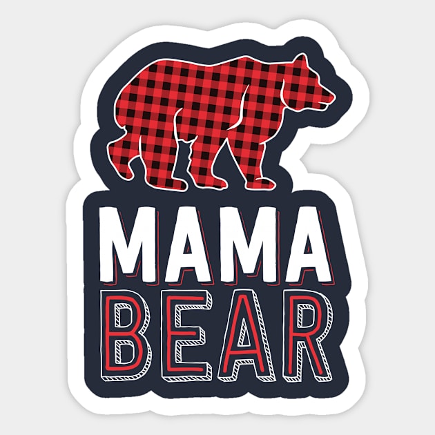 Mama Bear Mom Red Buffalo Plaid Matching Family Christmas Sticker by 14thFloorApparel